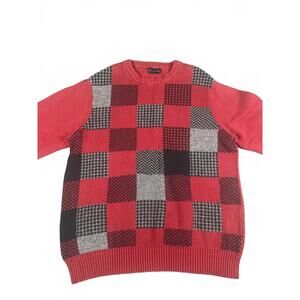 Geoffrey Beene 100% Cotton Men's Medium Patches Red Wine Crewneck Sweater